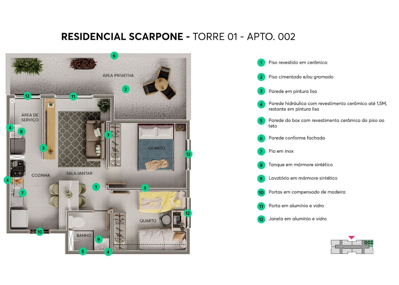 Planta - Residencial Scarpone - Guilherme Corretor MRV
