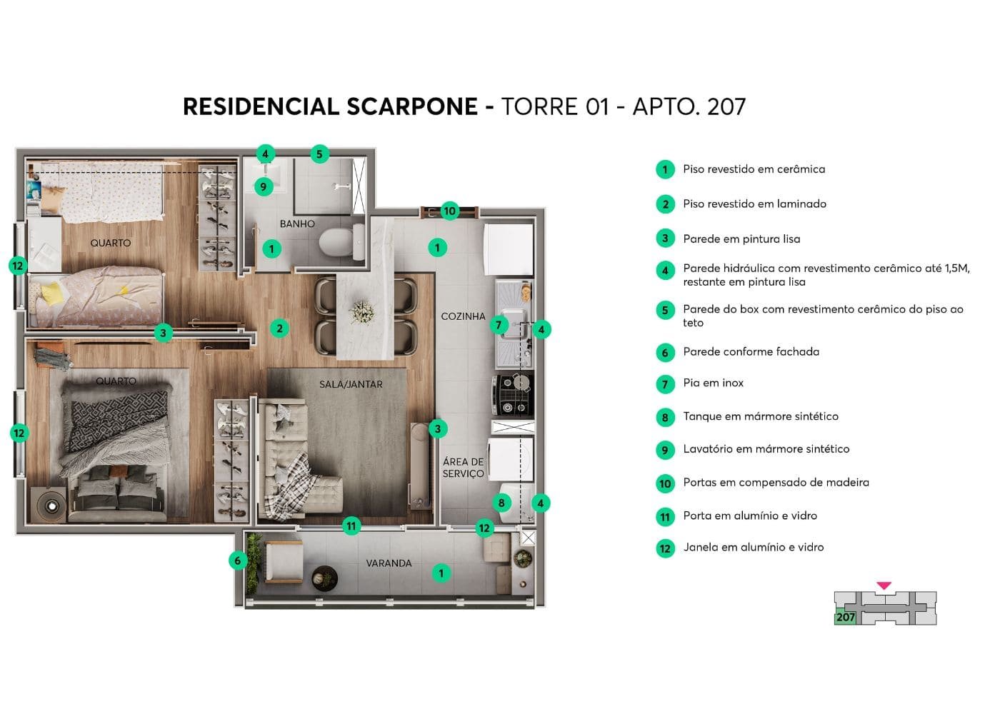 Planta - Residencial Scarpone - Guilherme Corretor MRV